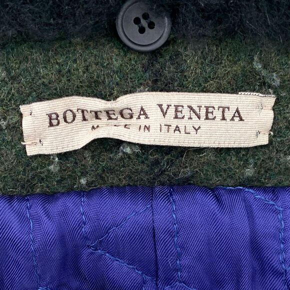 Bottega Veneta Plaid Wool Jacket With Faux Fur Collar Made In Italy Size 50 Gree - Picture 6 of 6